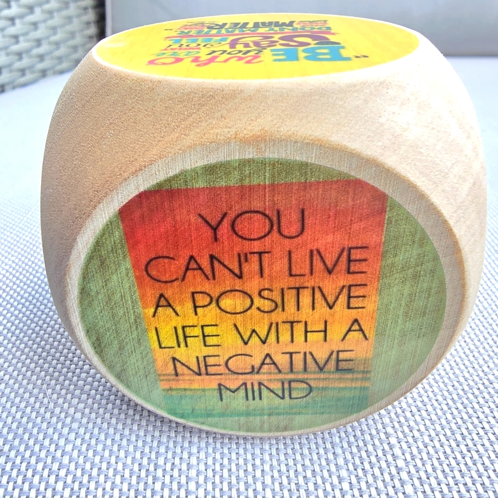 Wooden Be Positive Cube (w/positive Frases‎ on each side of cube - 6 total)